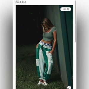 Free People This Feeling Colorblock Jogger Green/White